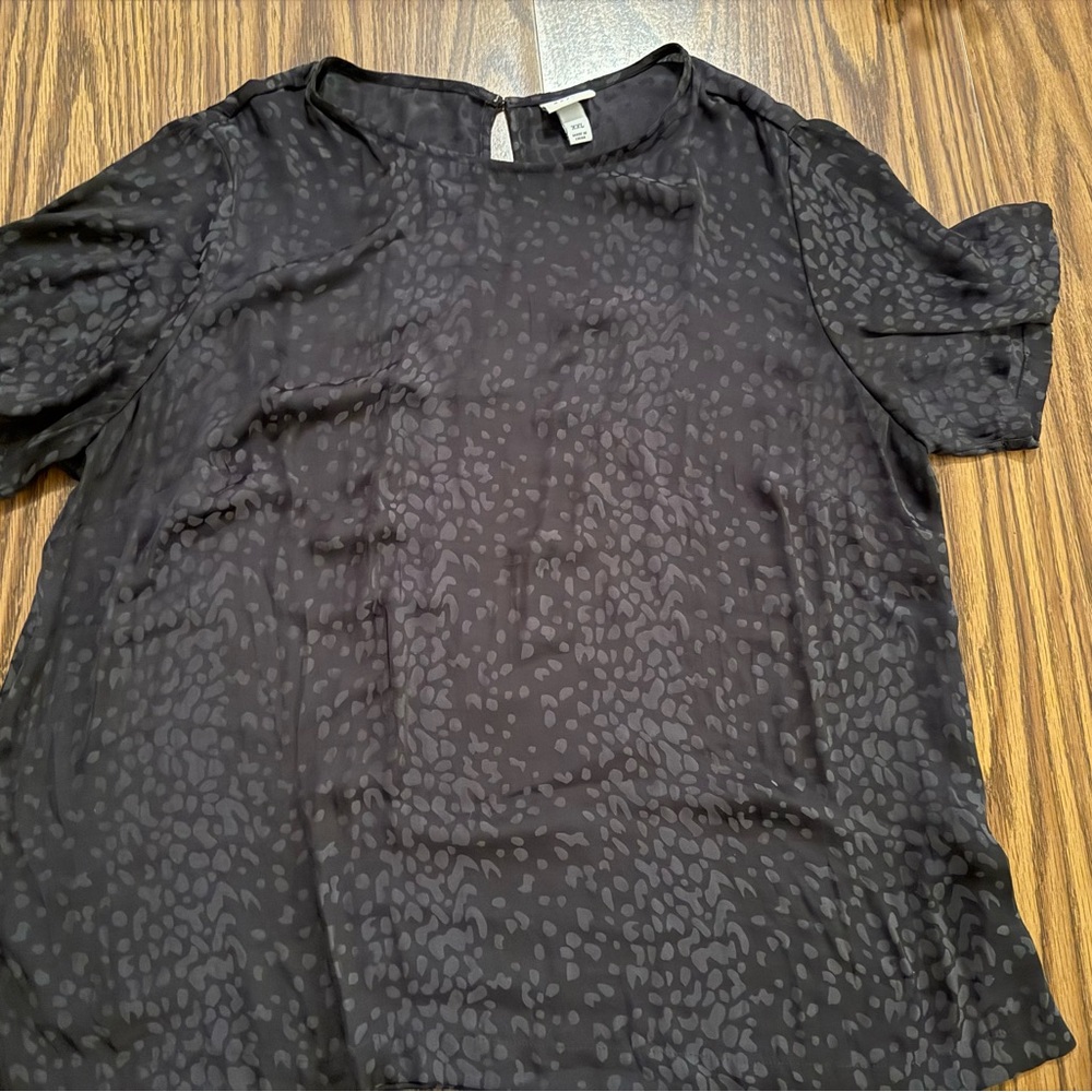 A New Day Black and grey polka dot silk blouse